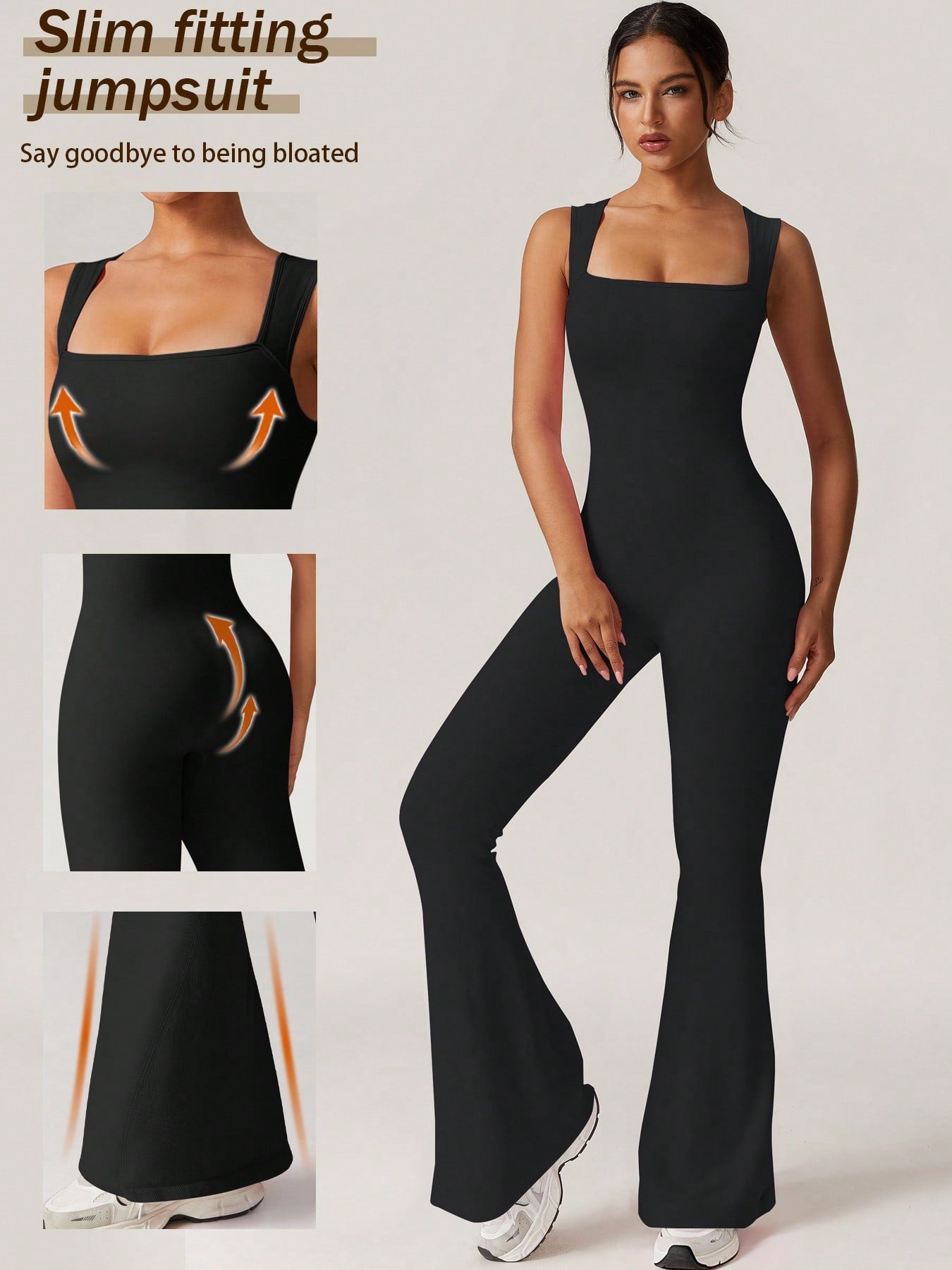 Seamless Bodysuit, Women's Slimming Jumpsuit, Fitness Apparel, Yoga Wear, Gym Activewear, Stretchable Body Shaper, Sleeveless Flare Jumpsuit Gym Clothes ﻿ ﻿