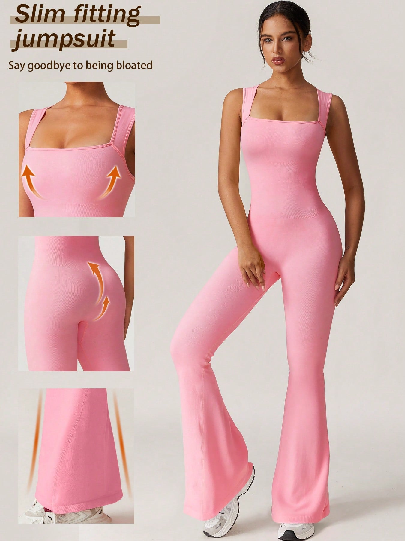 Seamless Bodysuit, Women's Slimming Jumpsuit, Fitness Apparel, Yoga Wear, Gym Activewear, Stretchable Body Shaper, Sleeveless Flare Jumpsuit Gym Clothes ﻿ ﻿