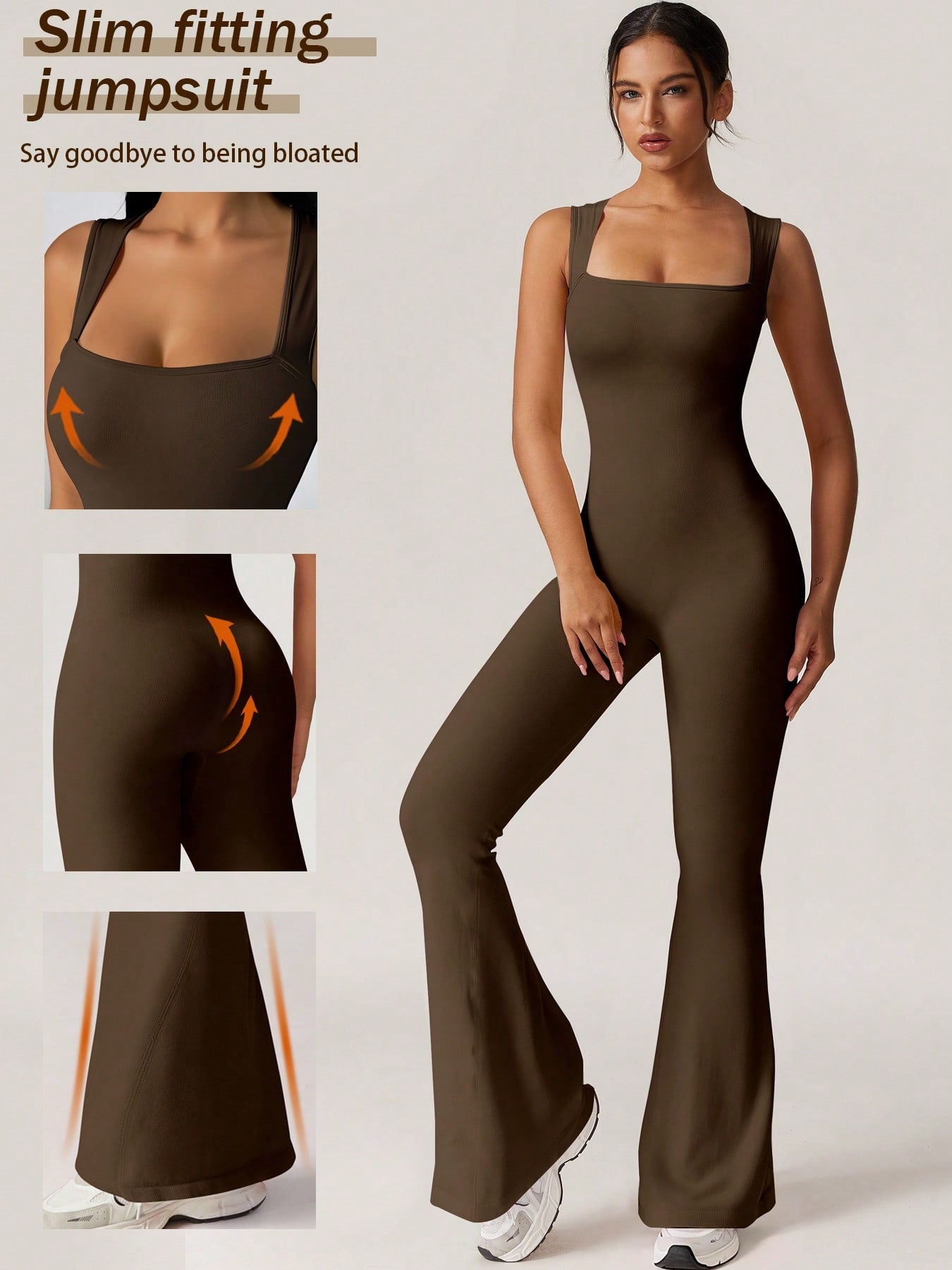Seamless Bodysuit, Women's Slimming Jumpsuit, Fitness Apparel, Yoga Wear, Gym Activewear, Stretchable Body Shaper, Sleeveless Flare Jumpsuit Gym Clothes ﻿ ﻿