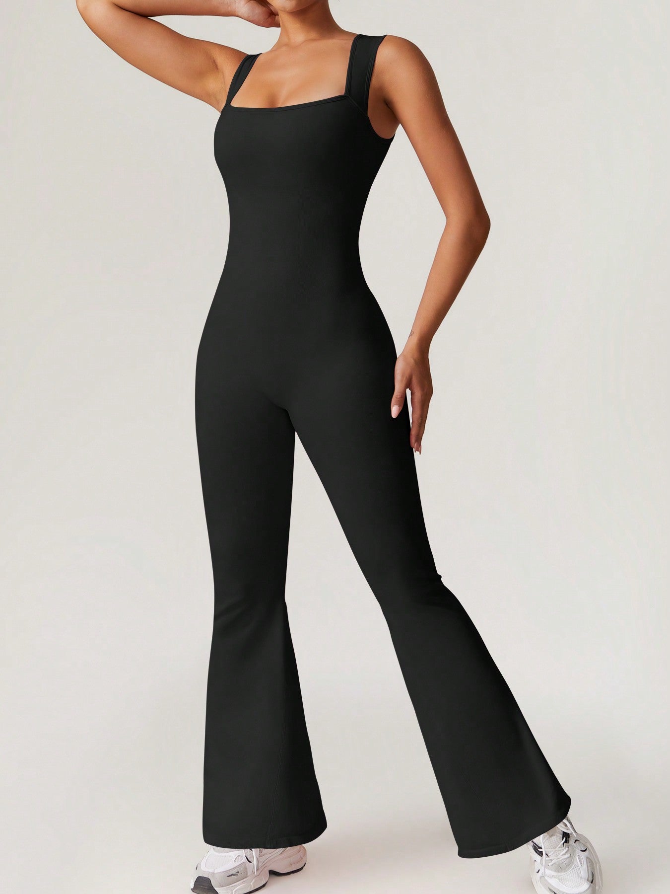 Seamless Bodysuit, Women's Slimming Jumpsuit, Fitness Apparel, Yoga Wear, Gym Activewear, Stretchable Body Shaper, Sleeveless Flare Jumpsuit Gym Clothes ﻿ ﻿