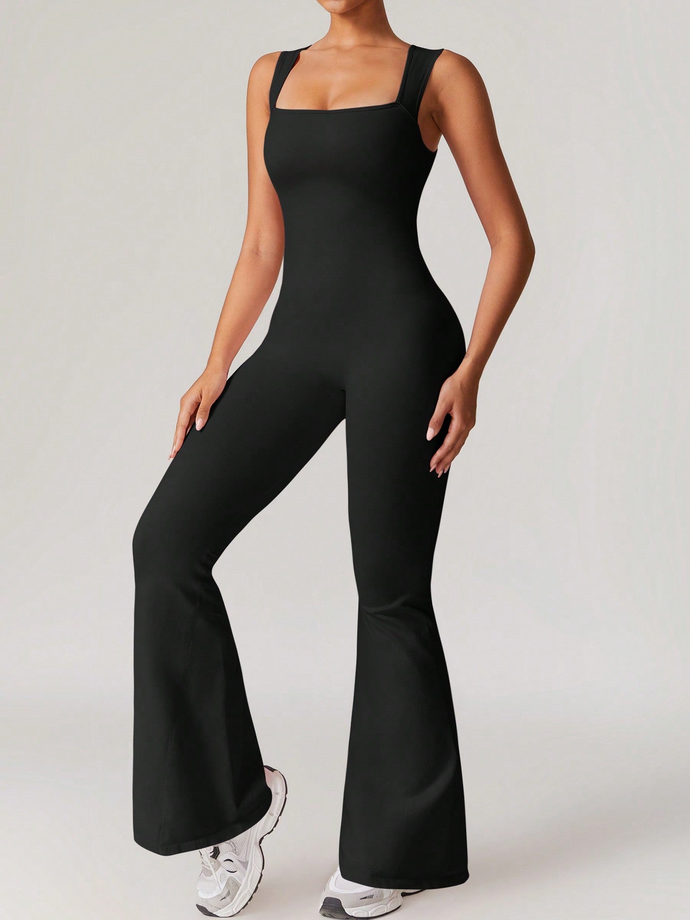 Seamless Bodysuit, Women's Slimming Jumpsuit, Fitness Apparel, Yoga Wear, Gym Activewear, Stretchable Body Shaper, Sleeveless Flare Jumpsuit Gym Clothes ﻿ ﻿