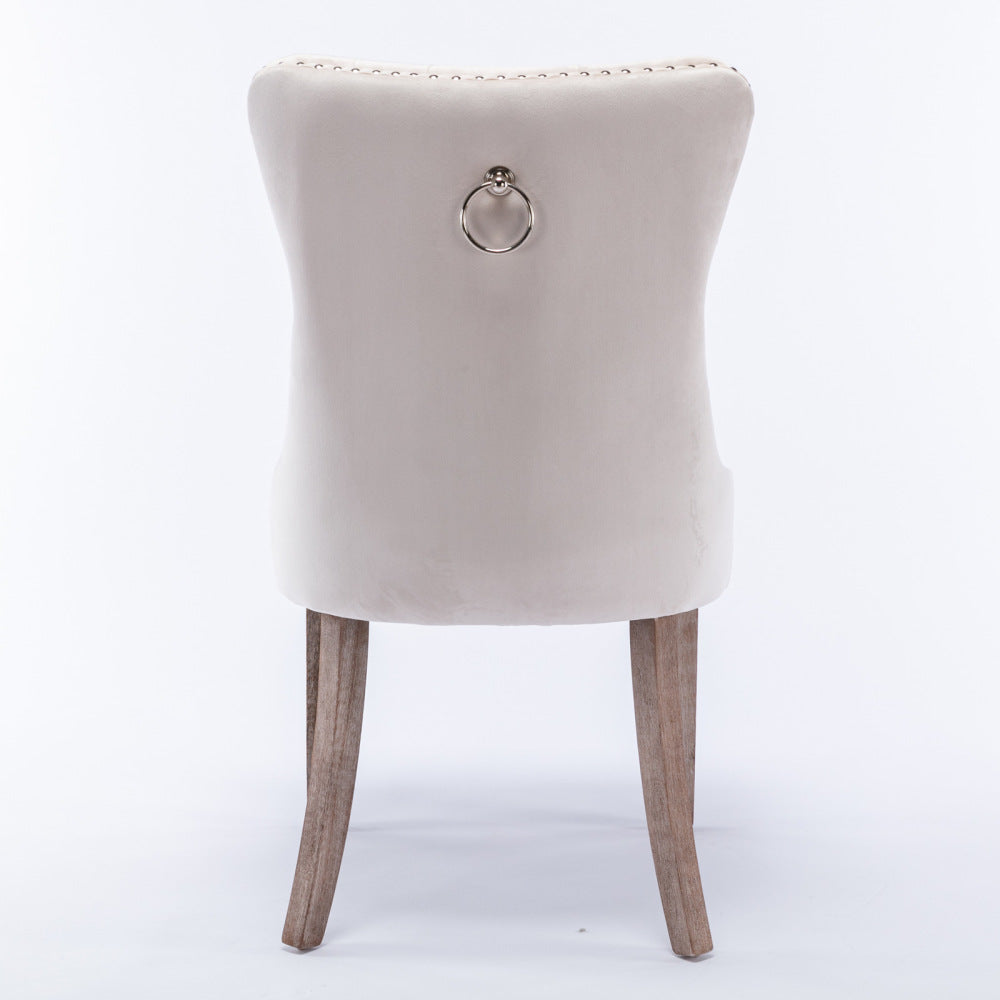 Collection Modern, High-end Tufted Solid Wood Contemporary Velvet Upholstered Dining Chair with Wood Legs Nailhead Trim 2-Pcs Set,Beige, SW2001BG