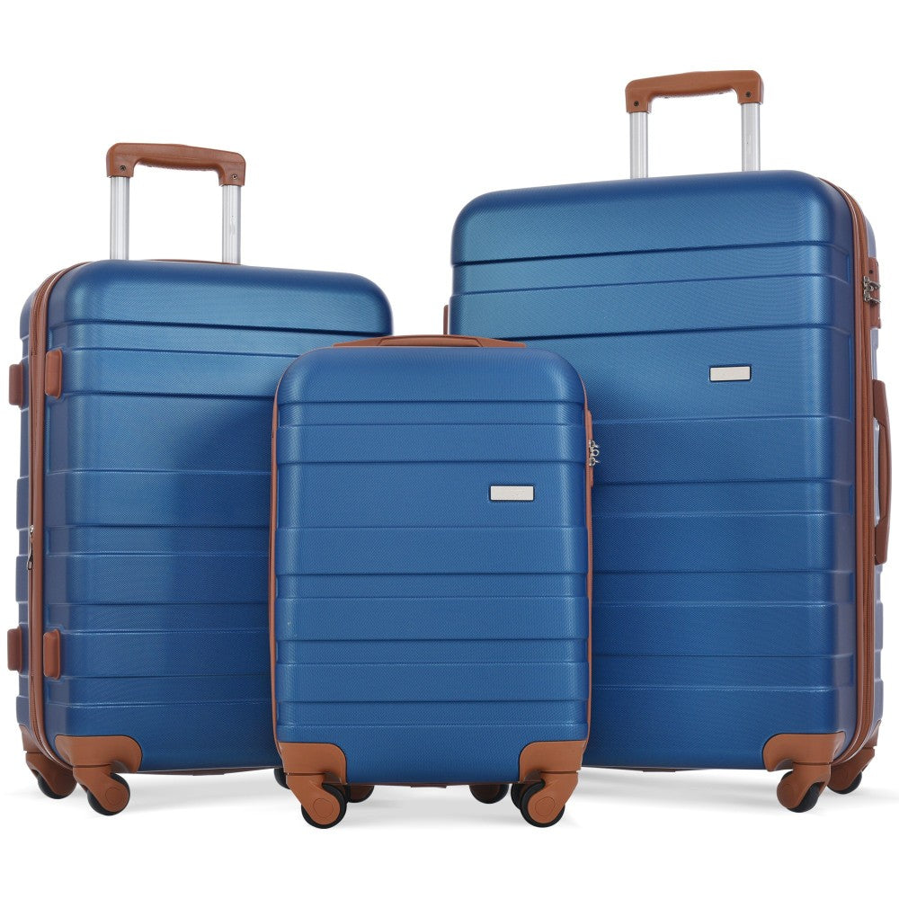 Luggage Sets New Model ABS Hardshell 3pcs Clearance Luggage Hardside Lightweight Durable Suitcase sets Spinner Wheels Suitcase with TSA Lock 20''24''28''(ivory and brown)