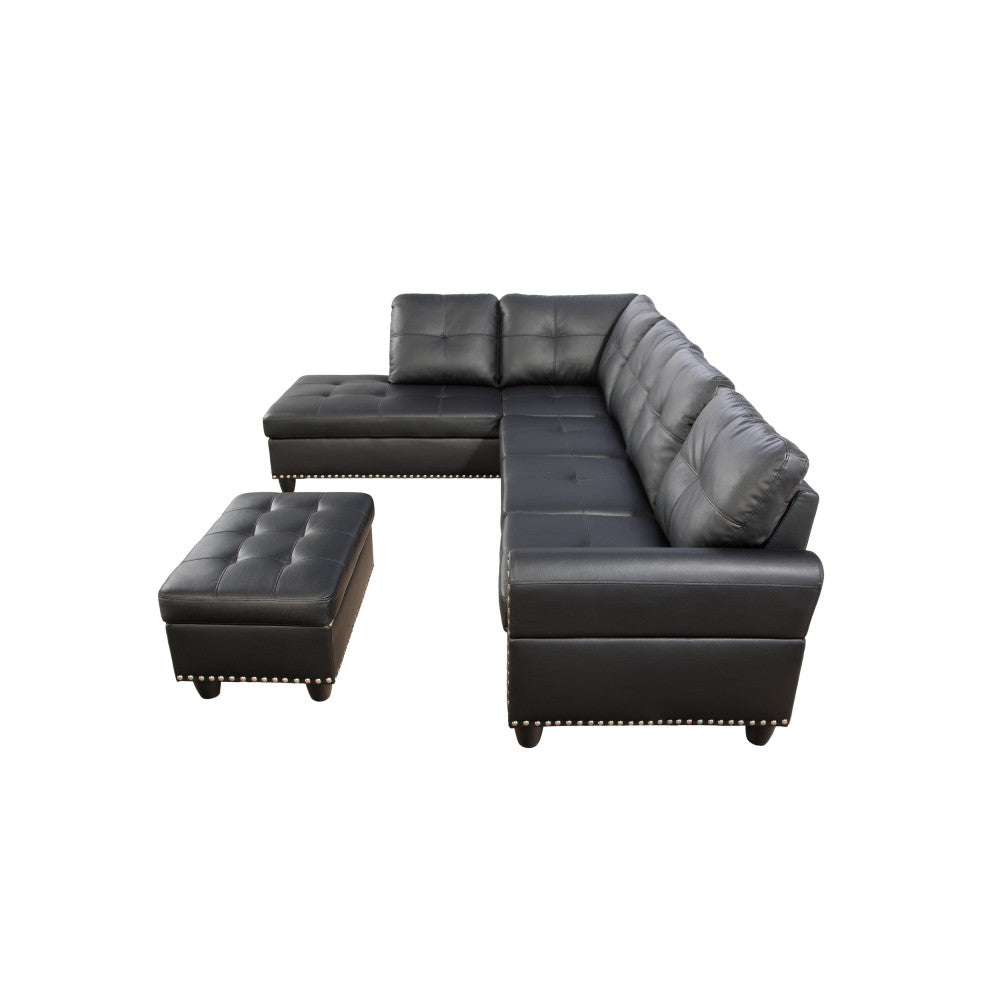 Irine Faux Leather Sectional Sofa with Ottoman