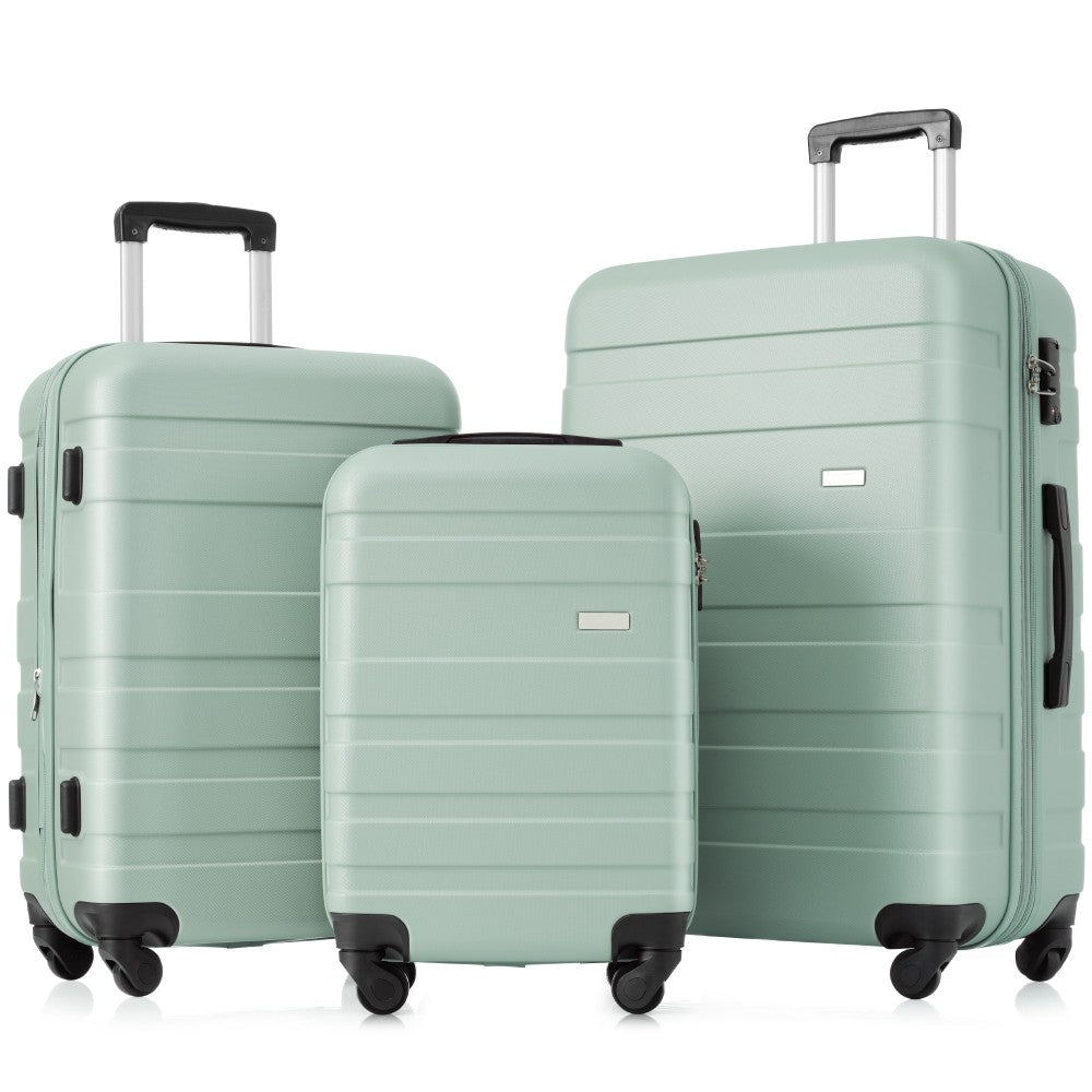 Luggage Sets New Model ABS Hardshell 3pcs Clearance Luggage Hardside Lightweight Durable Suitcase sets Spinner Wheels Suitcase with TSA Lock 20''24''28''(ivory and brown)