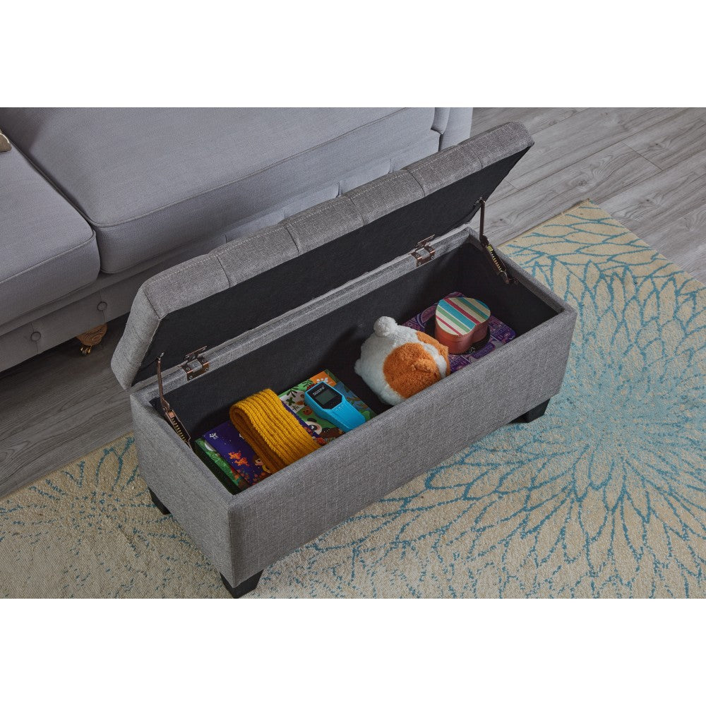 Upholstered storage rectangular bench for Entryway Bench,Bedroom end of Bed bench foot of the Bed,Bench Entryway,Gray
