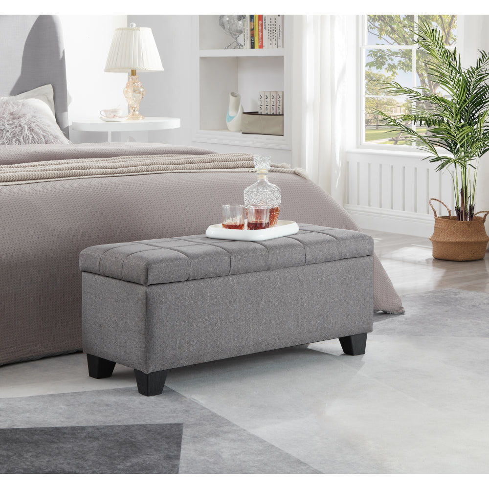 Upholstered storage rectangular bench for Entryway Bench,Bedroom end of Bed bench foot of the Bed,Bench Entryway,Gray