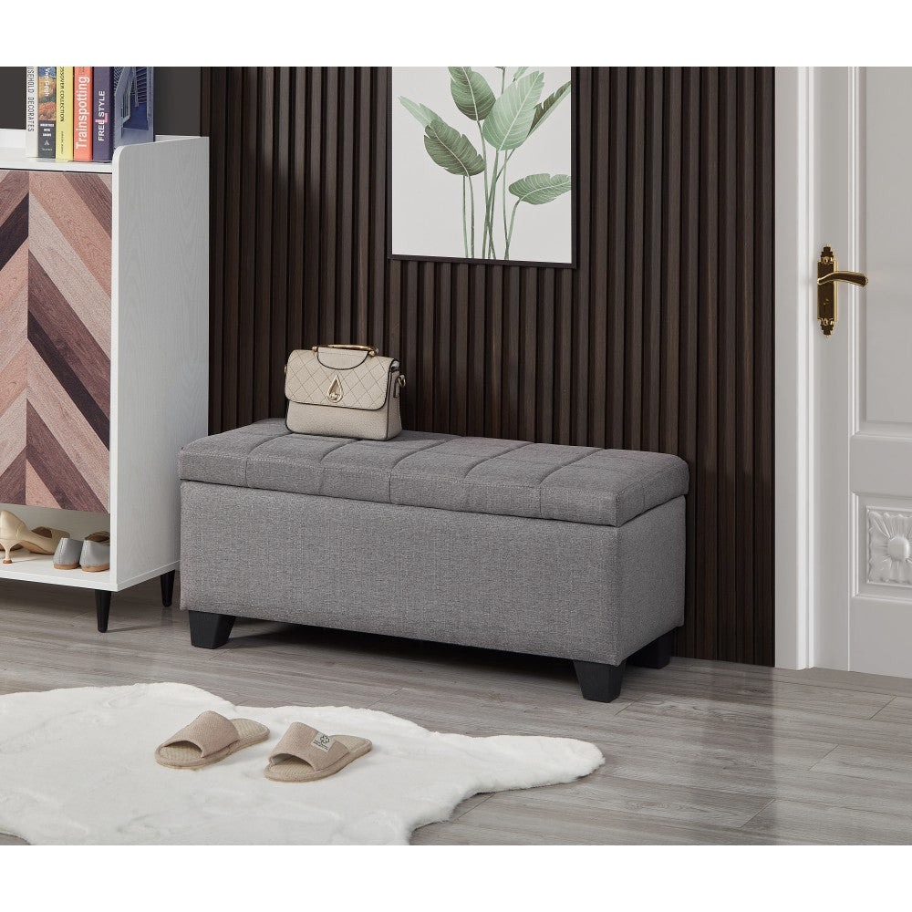 Upholstered storage rectangular bench for Entryway Bench,Bedroom end of Bed bench foot of the Bed,Bench Entryway,Gray