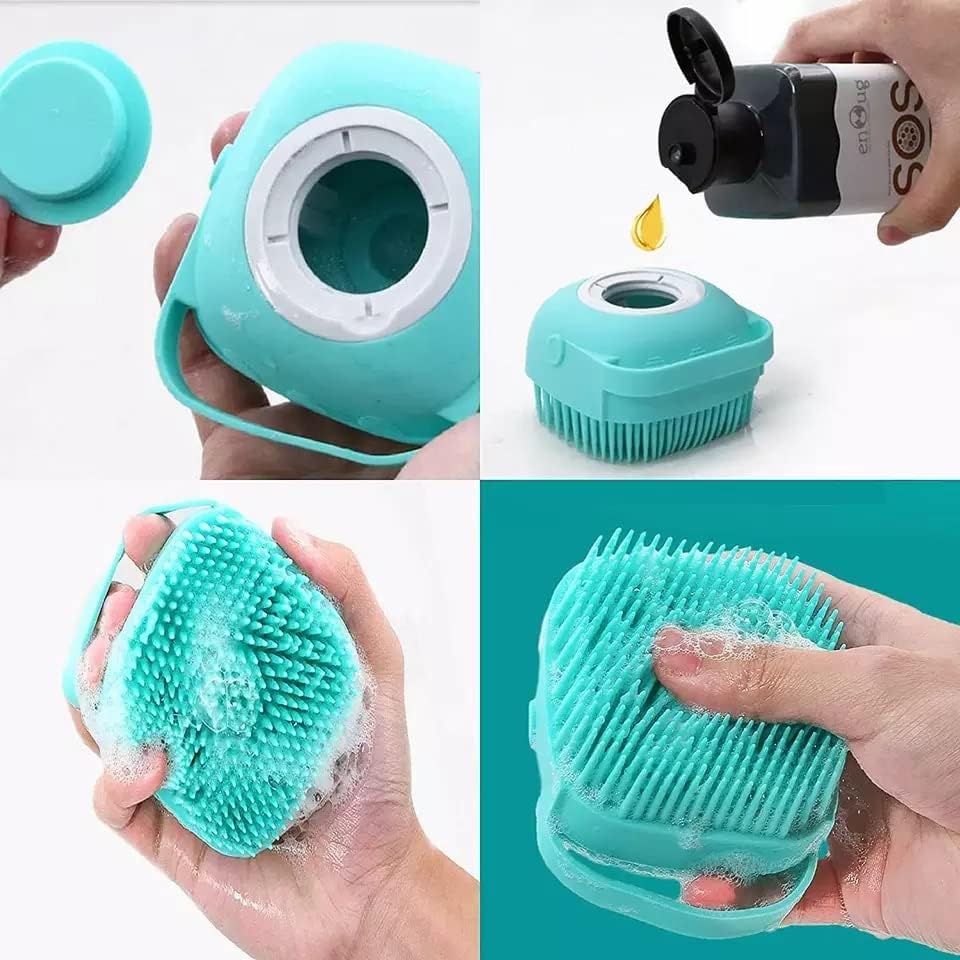 Dog Bath Brush Soft Silicone Dog Shampoo Brush | Pet Shampoo Massage Dispenser Grooming Shower Brush Bath Shampoo Massage Dispenser Shower Brush for Short Long-Haired Dogs and Cats
