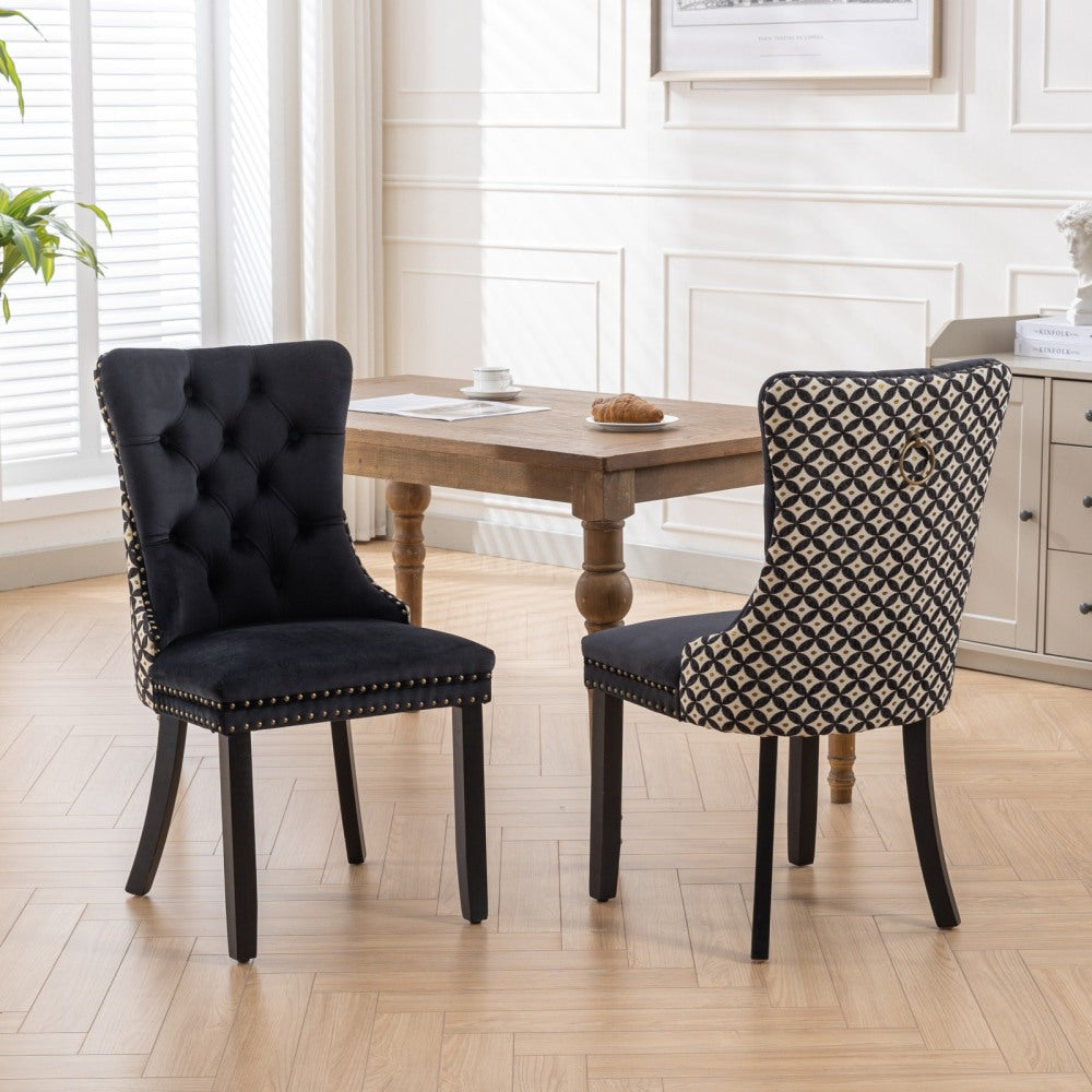 Collection Modern, High-end Tufted Solid Wood Contemporary Velvet Upholstered Dining Chair with Wood Legs Nailhead Trim 2-Pcs Set,Beige, SW2001BG