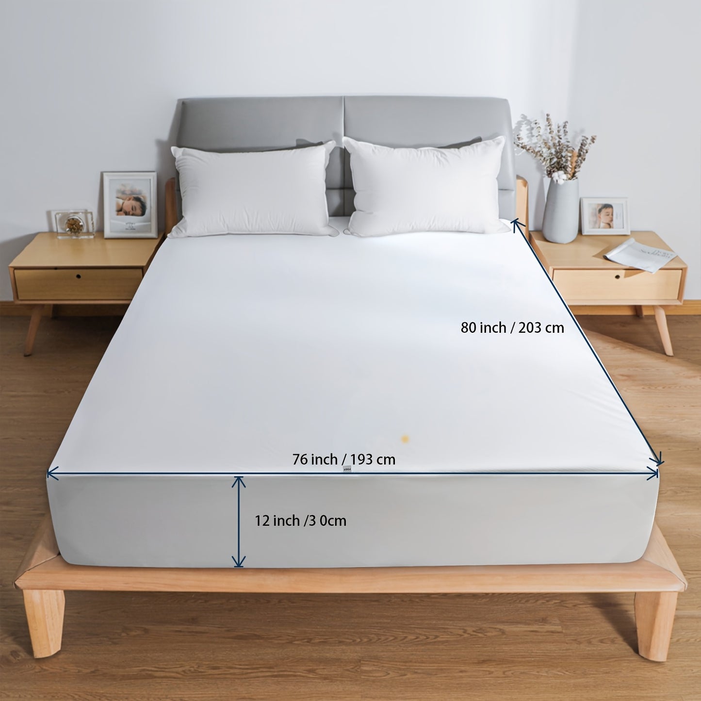 Queen Size Waterproof Mattress Protector - Breathable Cooling 3D Air Fabric, Soft, Hypoallergenic, Noiseless Bed Cover, Machine Washable, Vinyl-Free, Hypoallergenic Bed Cover|Snug Fit Design|Durable Bed Cover
