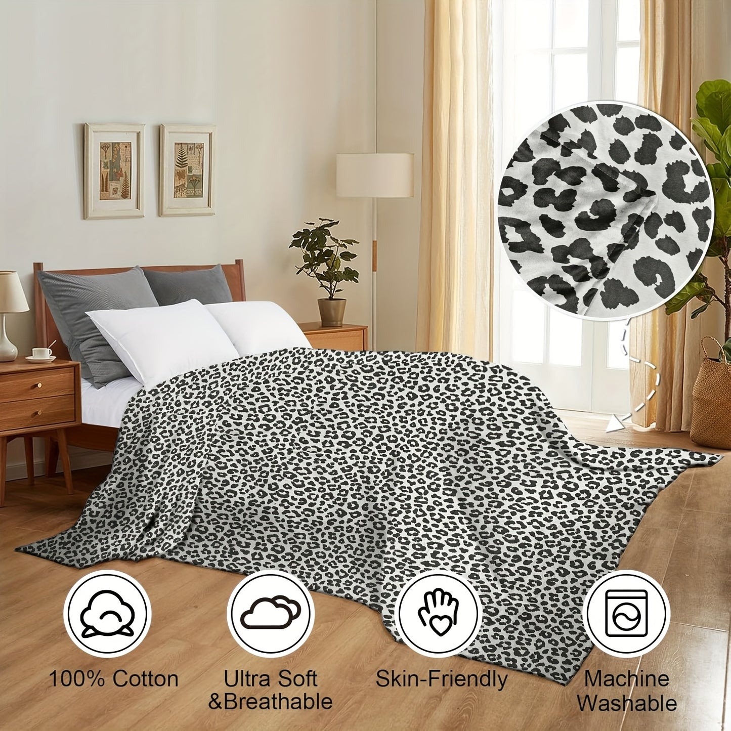 Super Oversized 120x120 Inch King Flannel Blanket - Dual-Sided Leopard Print, Soft & Cozy 450GSM Thick Wool, Machine Washable, Extra Large 10'x10' Winter Blanket for Bed, Sofa, Couch, Travel & Camping, California Huge Family Blanket