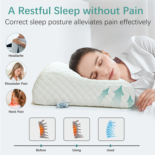 Neck Pillow for Sleeping, Cervical Pillow for Neck Strain Relief, Contour Cooling Pillow for Side Sleeper, Adjustable Orthopedic Sandwich Pillow