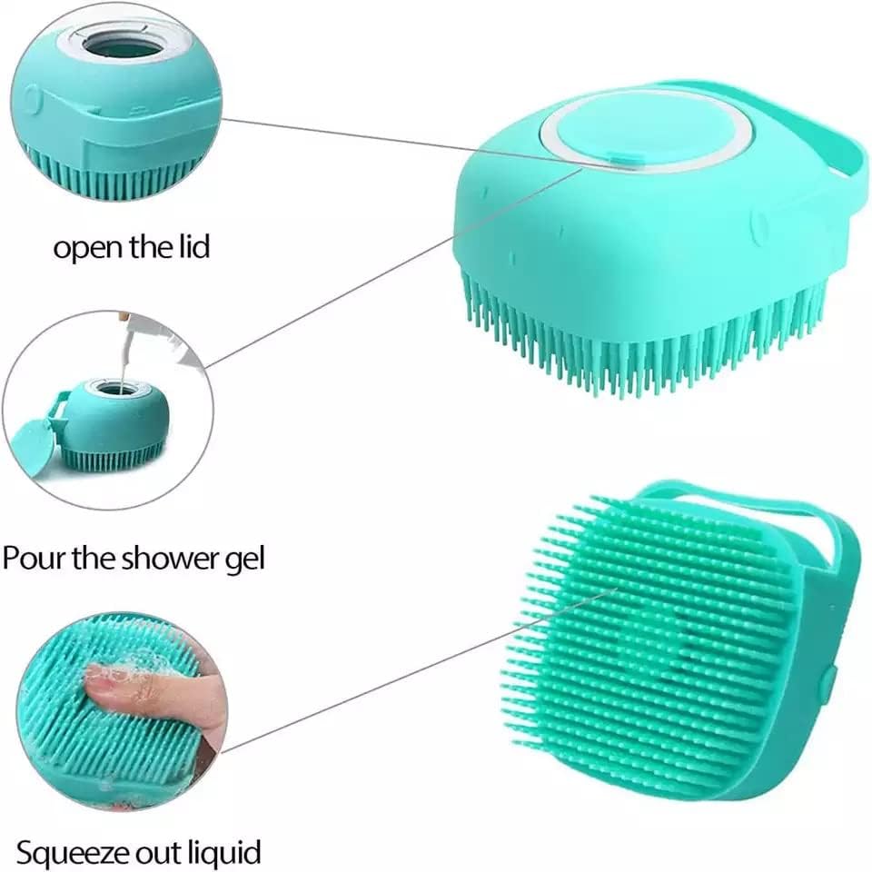 Dog Bath Brush Soft Silicone Dog Shampoo Brush | Pet Shampoo Massage Dispenser Grooming Shower Brush Bath Shampoo Massage Dispenser Shower Brush for Short Long-Haired Dogs and Cats