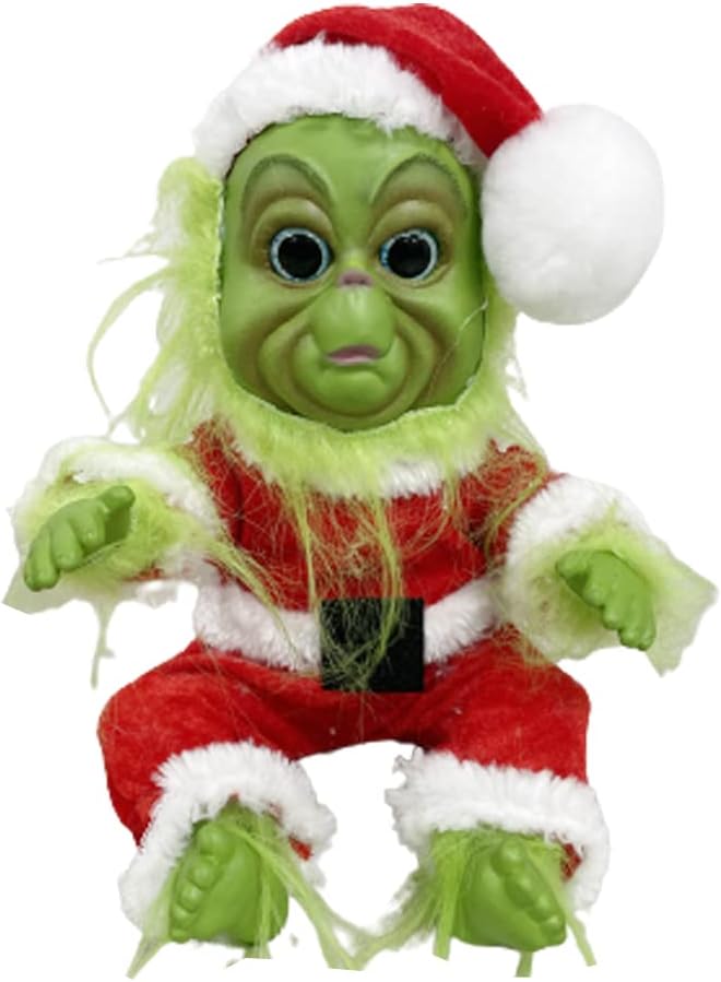 Christmas Plush Toy Green Furry Ghost Doll Cartoon Latex Ugly Doll Decorative Toys for Girls Boys