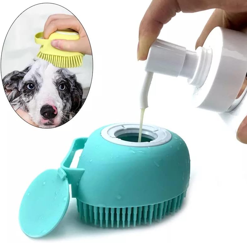Dog Bath Brush Soft Silicone Dog Shampoo Brush | Pet Shampoo Massage Dispenser Grooming Shower Brush Bath Shampoo Massage Dispenser Shower Brush for Short Long-Haired Dogs and Cats