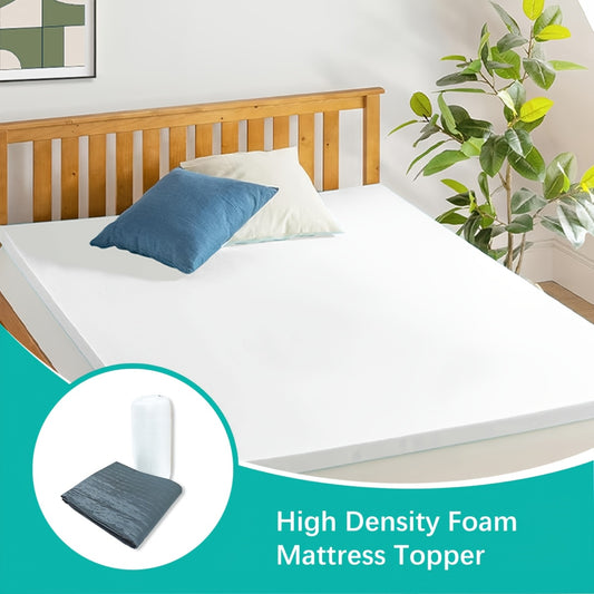 [High-Density Foam for Body Support] High-Density Foam Mattress Topper for Body Support and Pressure Relief, Breathable Non-Slip Cover, Soft Removable Bed Pad with Zipper Closure