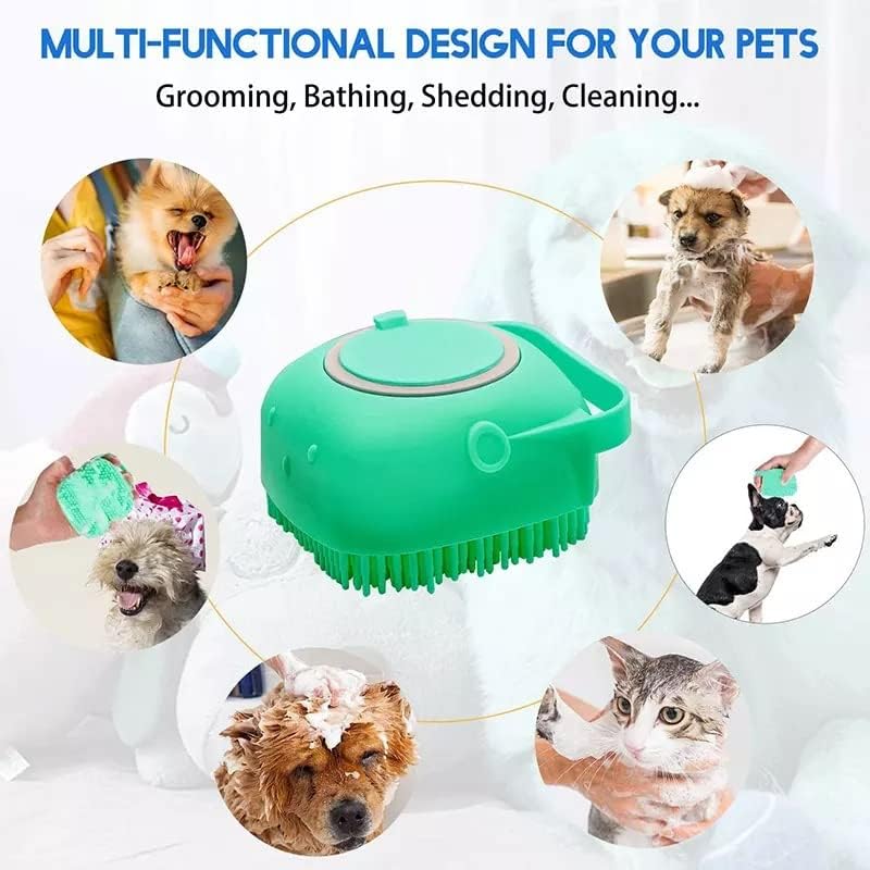 Dog Bath Brush Soft Silicone Dog Shampoo Brush | Pet Shampoo Massage Dispenser Grooming Shower Brush Bath Shampoo Massage Dispenser Shower Brush for Short Long-Haired Dogs and Cats