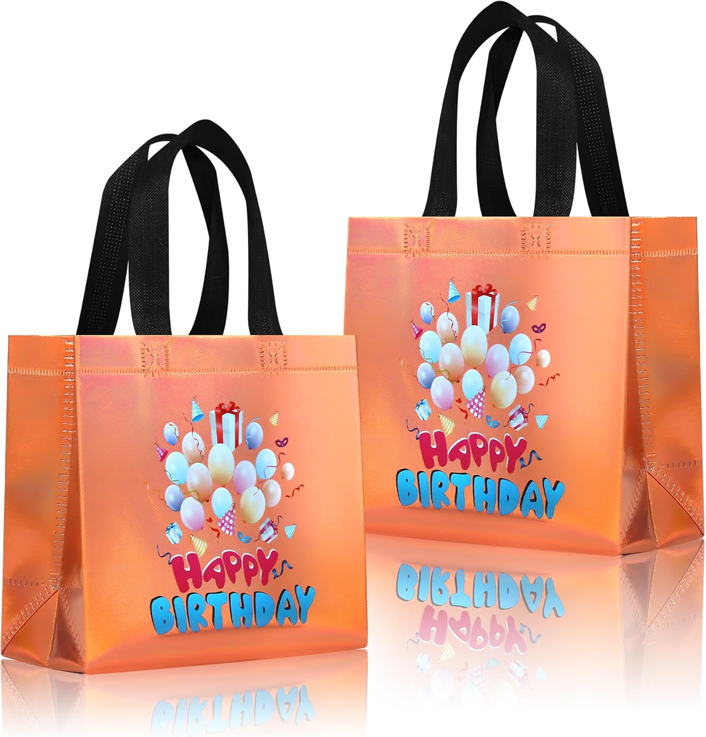 cabzymx Small Birthday Gift Bags with 9 colors, 18 Pcs Balloons Pattern Happy Birthday Party Bags with Bases for Girls, Boys-Multicolor