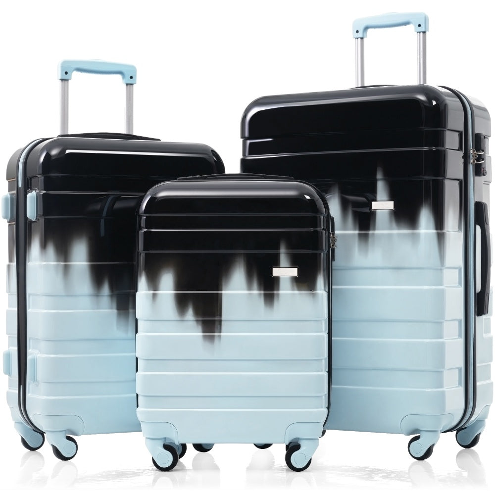 Luggage Sets New Model ABS Hardshell 3pcs Clearance Luggage Hardside Lightweight Durable Suitcase sets Spinner Wheels Suitcase with TSA Lock 20''24''28''(ivory and brown)