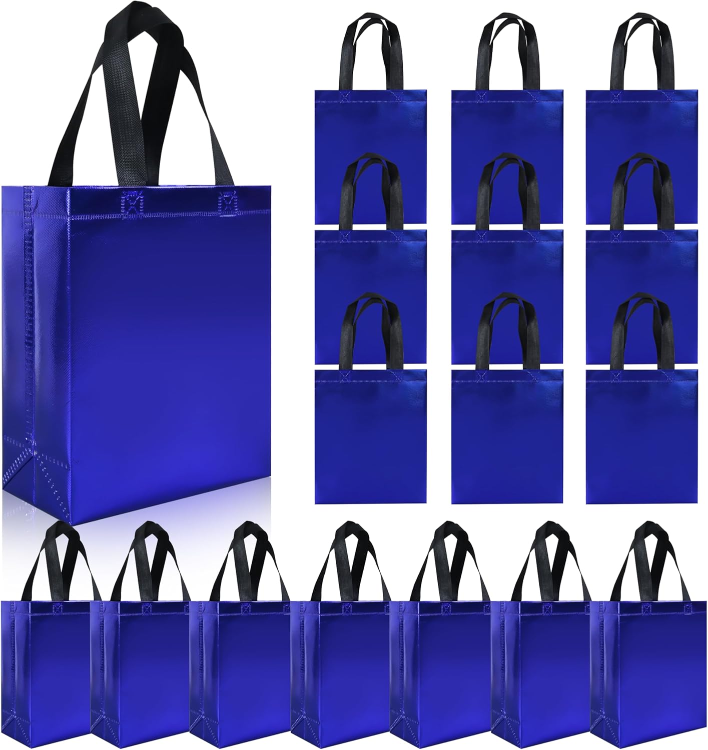cabzymx 18 Pcs Multicolor Small Gift Bags Bulk, 8 x 3.9 x 9.8 In Glossy Non-woven Party Bags, Reusable Goodie Bags with Sturdy Base for Birthday, Wedding, Party, Holiday- 9 Colors