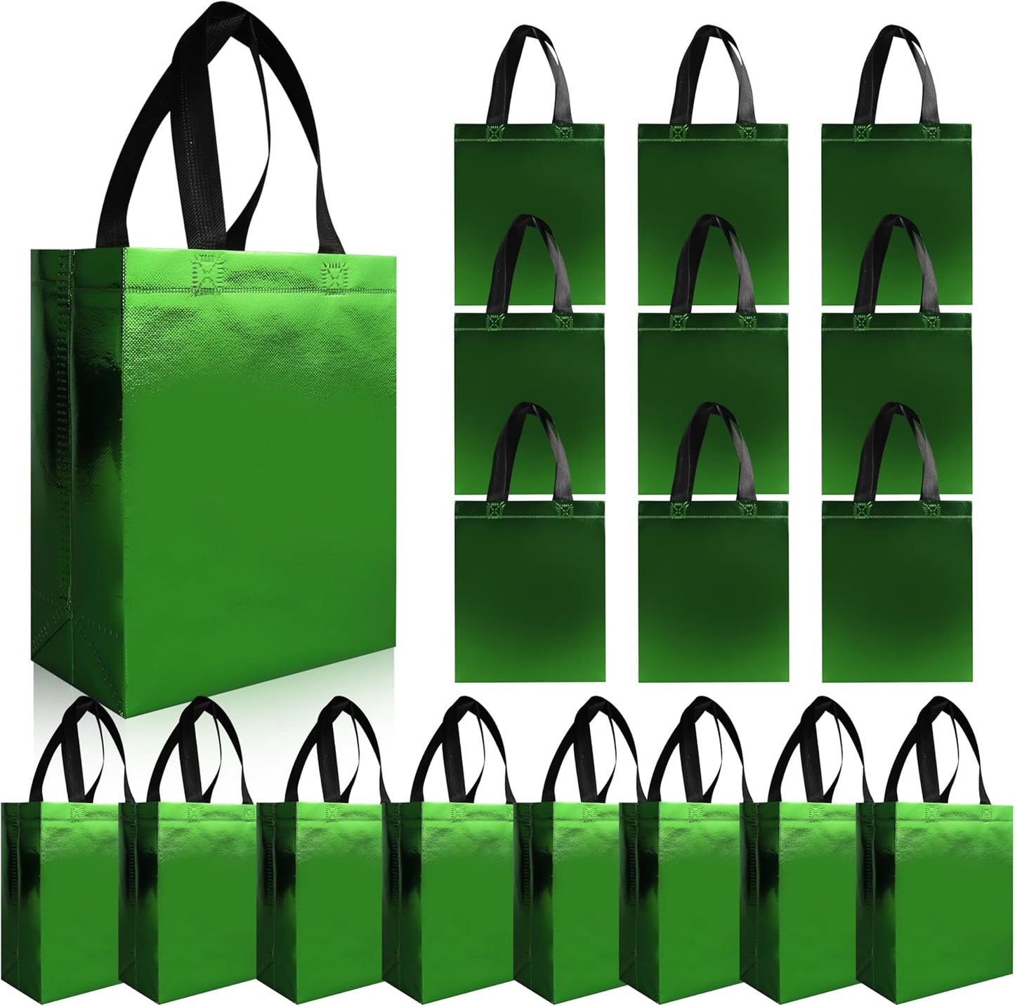 cabzymx 18 Pcs Multicolor Small Gift Bags Bulk, 8 x 3.9 x 9.8 In Glossy Non-woven Party Bags, Reusable Goodie Bags with Sturdy Base for Birthday, Wedding, Party, Holiday- 9 Colors