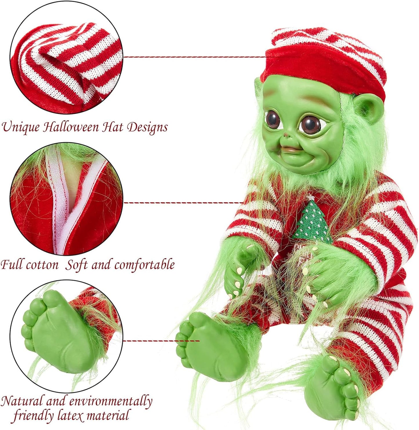 Christmas Plush Toy Green Furry Ghost Doll Cartoon Latex Ugly Doll Decorative Toys for Girls Boys