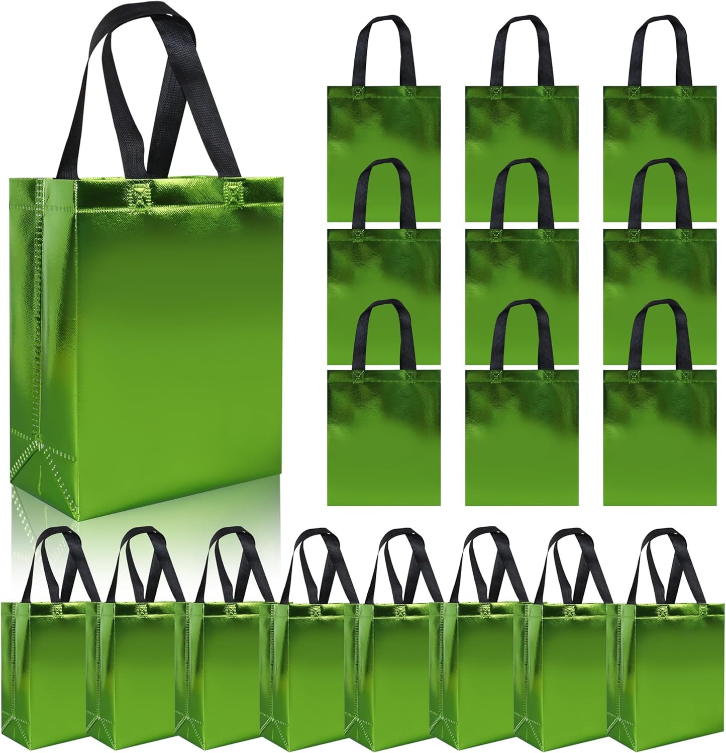 cabzymx 18 Pcs Multicolor Small Gift Bags Bulk, 8 x 3.9 x 9.8 In Glossy Non-woven Party Bags, Reusable Goodie Bags with Sturdy Base for Birthday, Wedding, Party, Holiday- 9 Colors