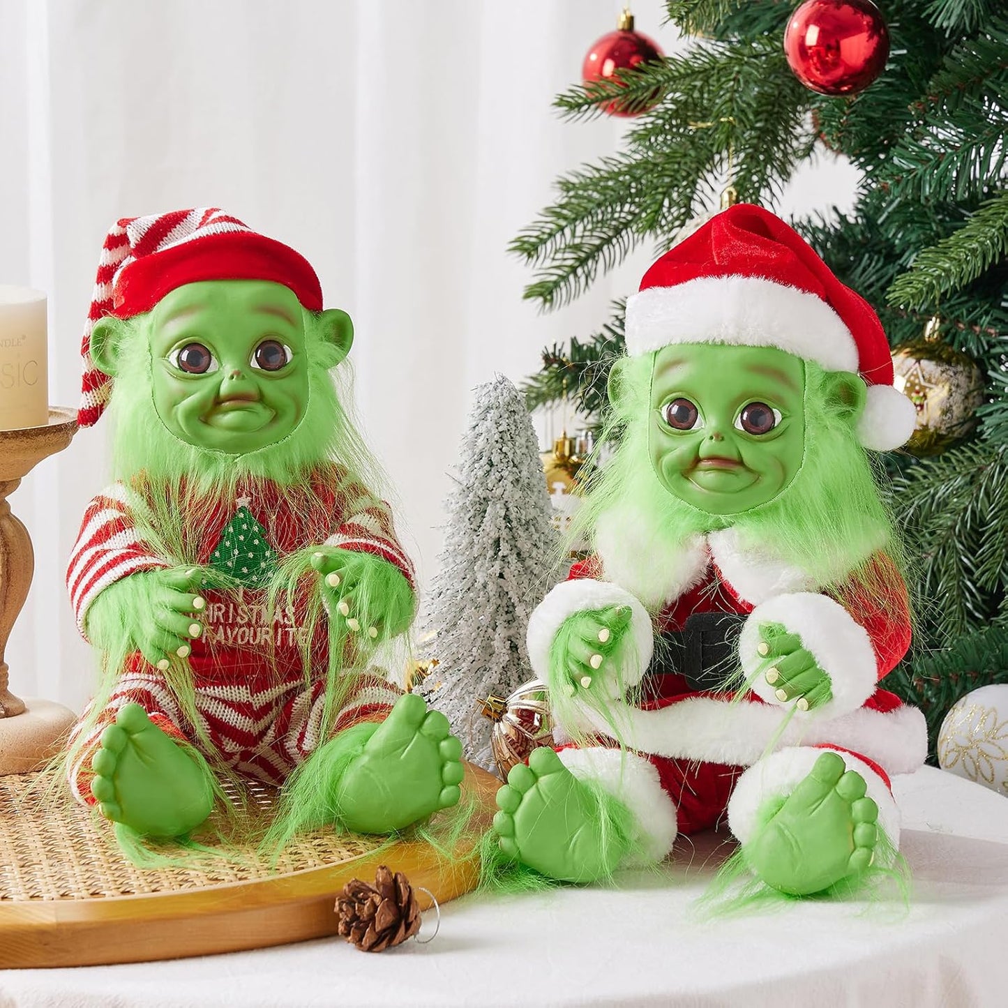 Christmas Plush Toy Green Furry Ghost Doll Cartoon Latex Ugly Doll Decorative Toys for Girls Boys