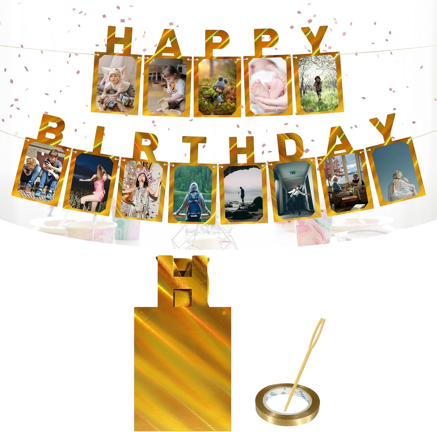 Pink Happy Birthday Letters Banner, Waterproof Nonwoven Birthday Party Signs Decorations for Men, Women, Kids Birthday Party Decor Backdrop- with 16.4 ft Strand