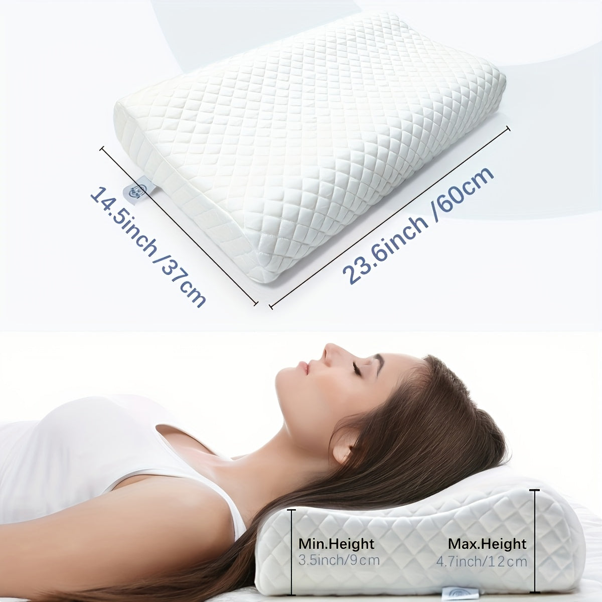 Cervical Pillow 2pcs, Memory Foam Bed Pillows Set Of 2, Contour Cooling Pillow for Side Sleeper, Adjustable Orthopedic Sandwich Pillow