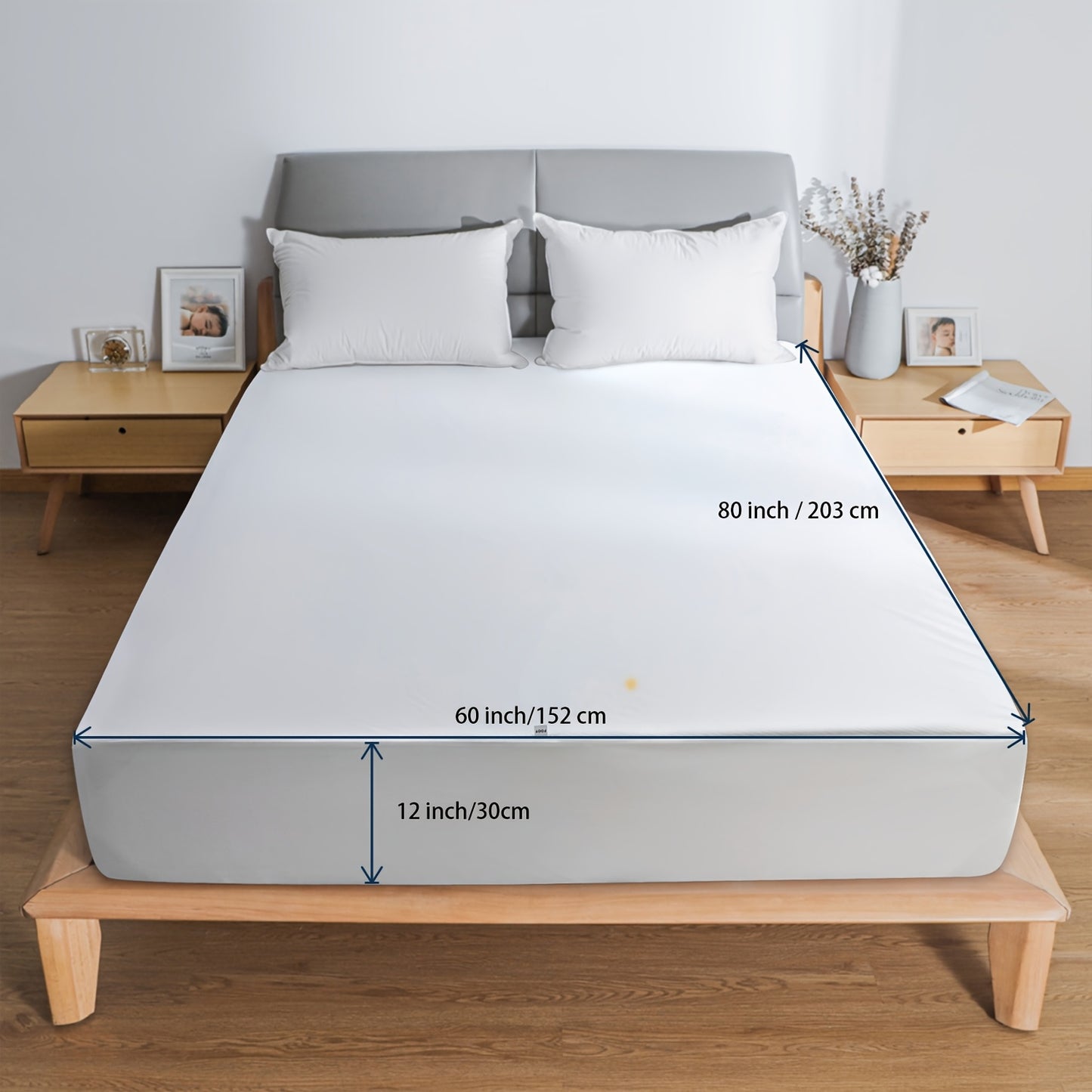 Queen Size Waterproof Mattress Protector - Breathable Cooling 3D Air Fabric, Soft, Hypoallergenic, Noiseless Bed Cover, Machine Washable, Vinyl-Free, Hypoallergenic Bed Cover|Snug Fit Design|Durable Bed Cover