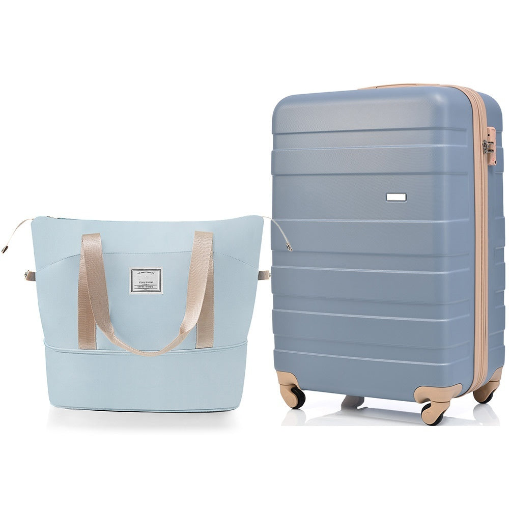 Luggage Sets New Model ABS Hardshell 3pcs Clearance Luggage Hardside Lightweight Durable Suitcase sets Spinner Wheels Suitcase with TSA Lock 20''24''28''(ivory and brown)