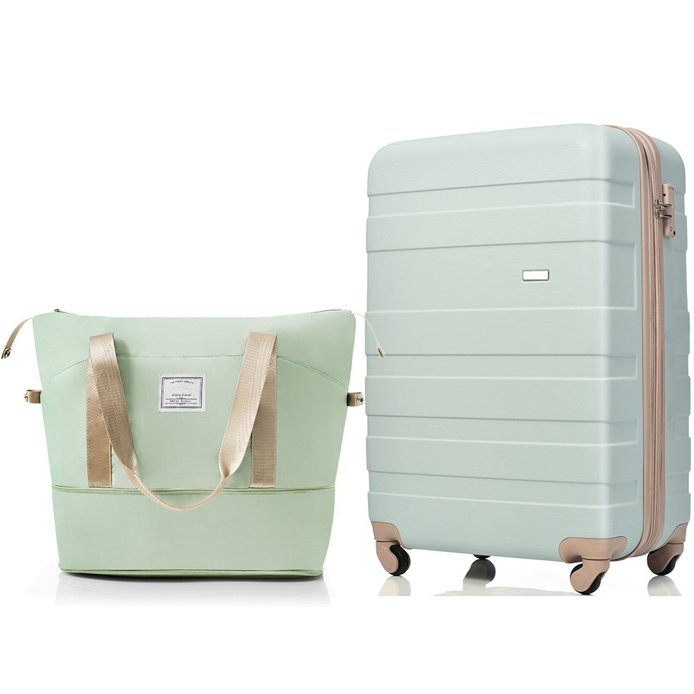 Luggage Sets New Model ABS Hardshell 3pcs Clearance Luggage Hardside Lightweight Durable Suitcase sets Spinner Wheels Suitcase with TSA Lock 20''24''28''(ivory and brown)