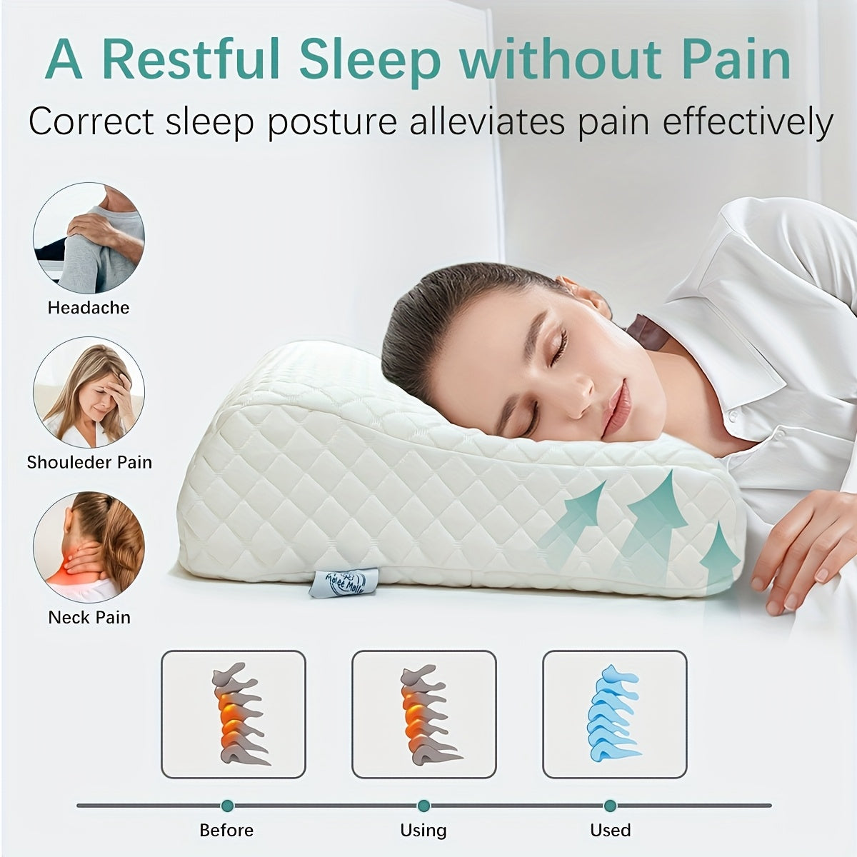 [Orthopedic Support] Memory Foam Neck Pillow | Adjustable Orthopedic Cervical Support | Cooling Polyester Cover | Machine Washable | Multi-Purpose Comfort for Home & Travel